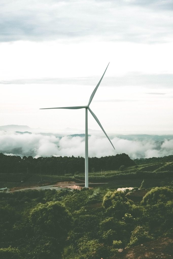 windmill, wind turbine, clouds, sky, wind energy, nature, landscape